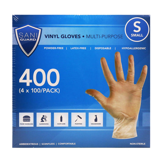 SAFE GARD Vinyl GLoves 100ct-Small 10/cs