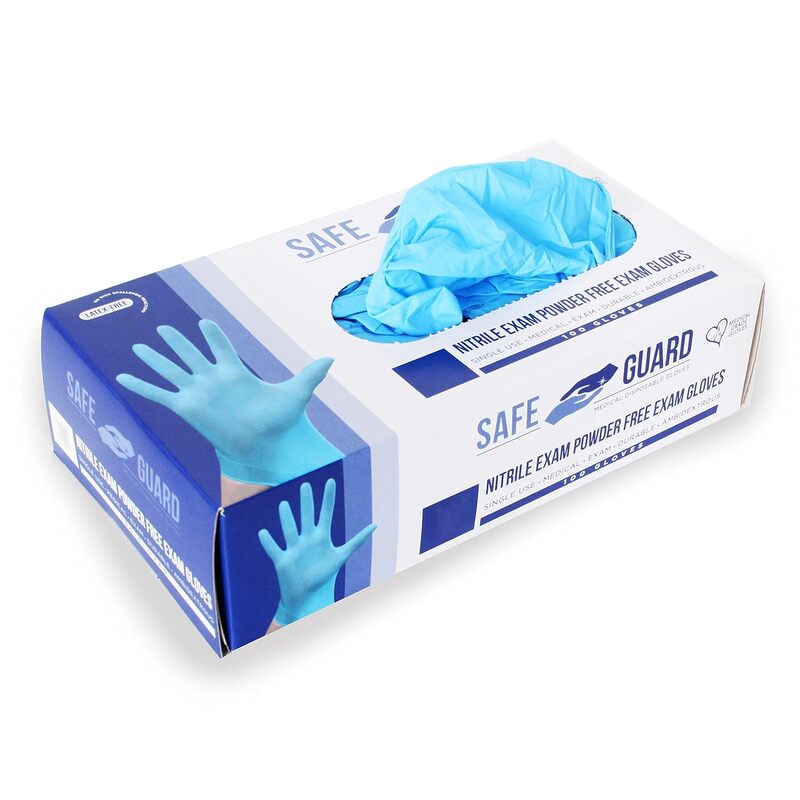 SAFE GUARD Nitrile Blue GLoves 100ct - Small 10/cs