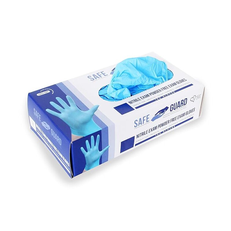 Safe Guard Nitrile Blue GLoves 100ct-Medium 10/cs