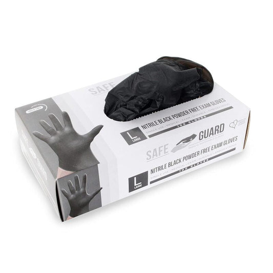 SAFE GUARD Nitrile Black Gloves 100ct-Large 10/cs