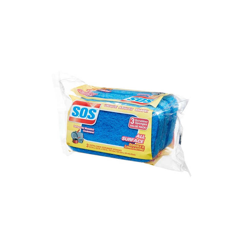 S.O.S All Surface Scrubber Sponge 3ct; 8/cs