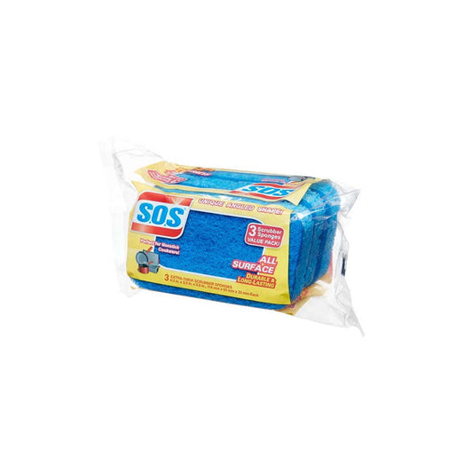 S.O.S All Surface Scrubber Sponge 3ct; 8/cs