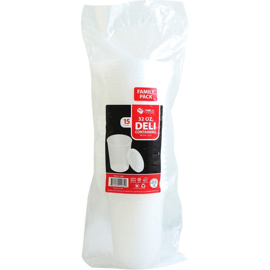 32oz Deli Container W/ Lid 15ct; 16/CS