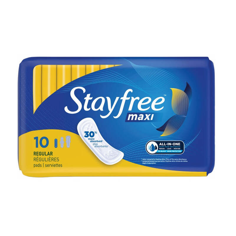 STAYFREE Maxi Pad 10ct Size 1-Regular 12/cs