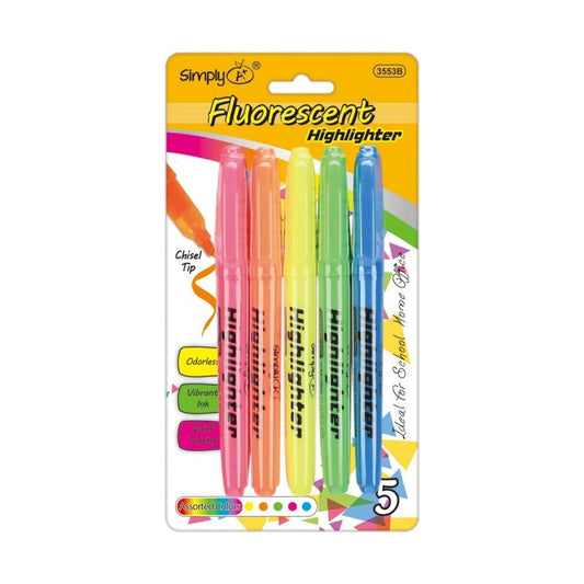Simply 5ct Fluorescent Highlighter -Assort. 36/cs