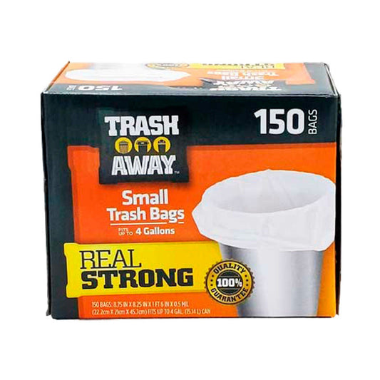 Trash Away Fast Tie Bags Tall Kitchen 150ct-4Gals 12/cs