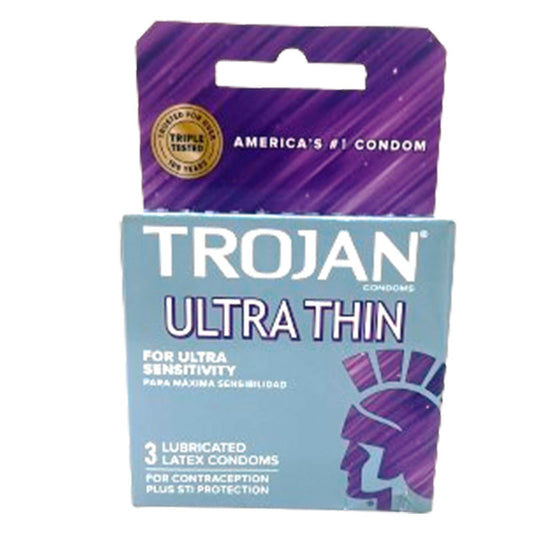 Trojan Condoms Ultra Thin 3ct-Grey 12/48/cs