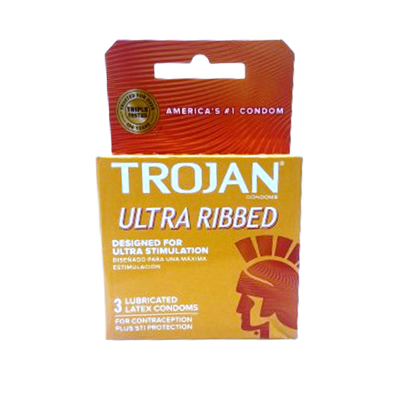 Trojan Condoms 3ct-Ultra Ribbed (Yellow) (12/48/cs)