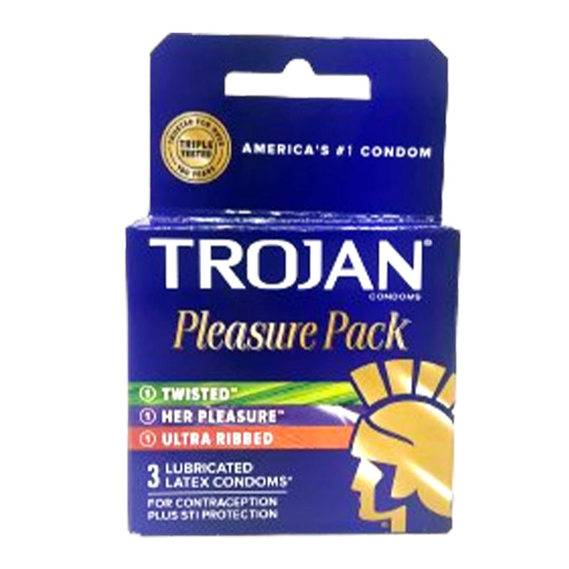Trojan Condoms 3ct-Sensations Pleasure (Purple) (12/48/cs)
