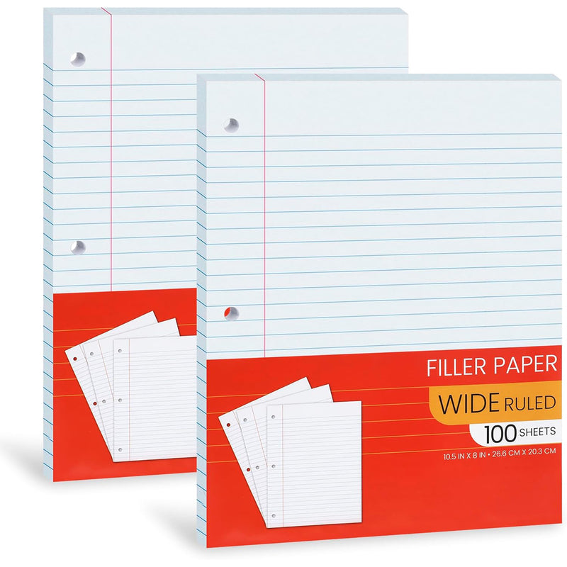 100 Sheets Wide Ruled Filler Paper 48/cs