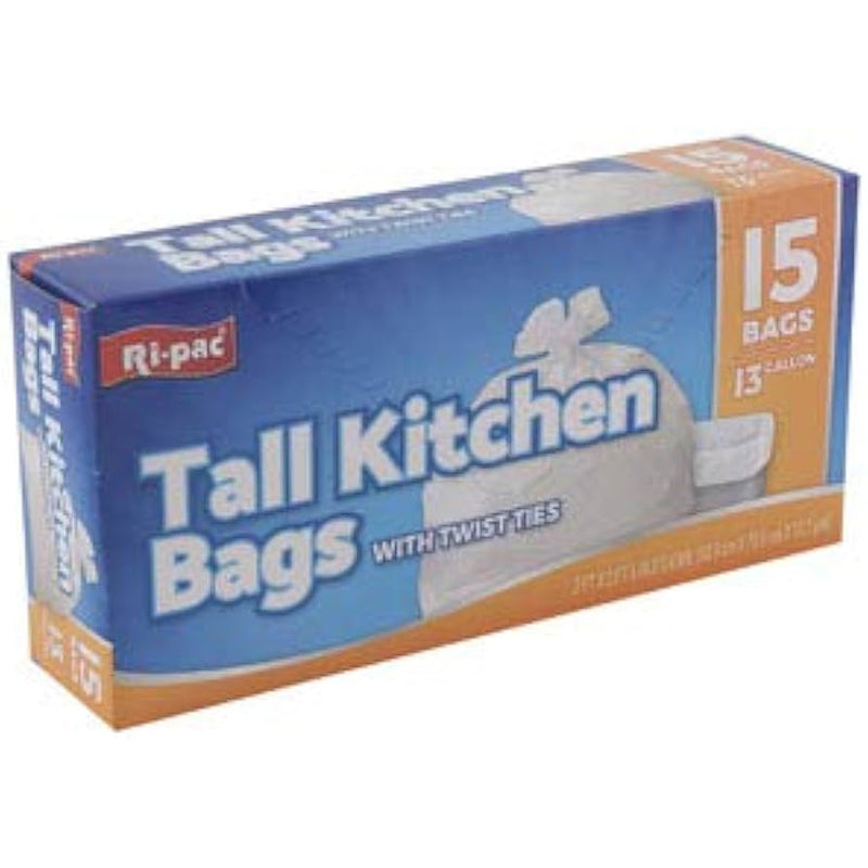 15CT HARDY BAGS 13gal Tall Kitchen Bags 24/cs-White