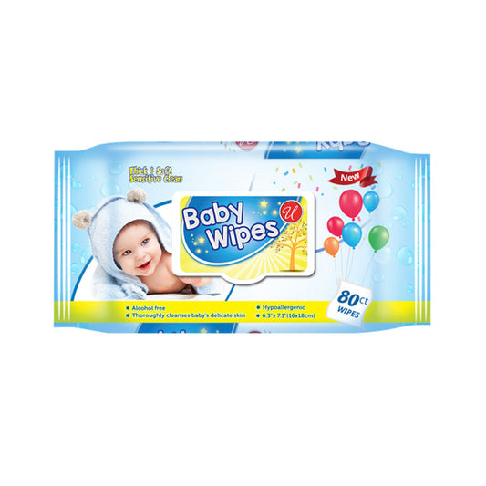 Universal Baby Wipes With Cap 80ct-Blue 24/cs