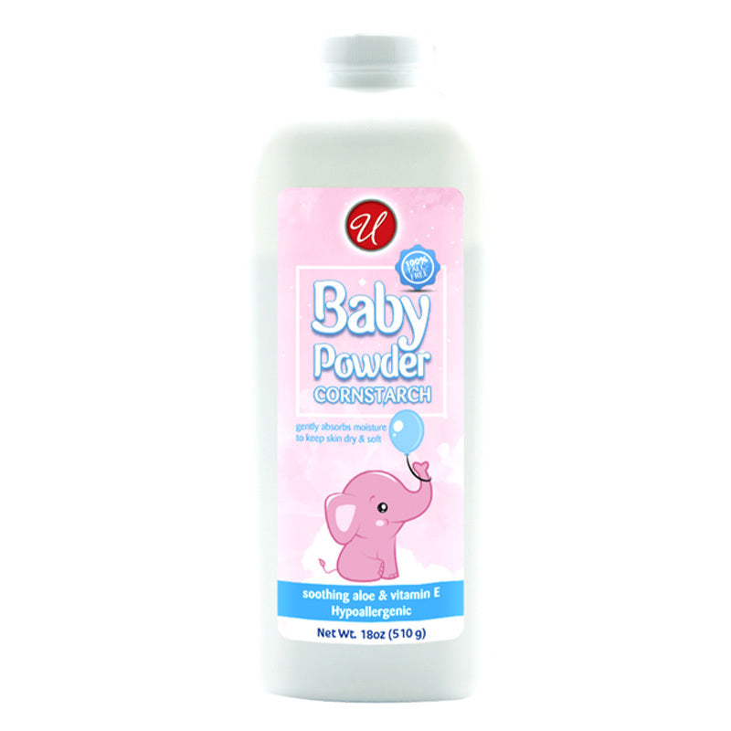 U' Baby Powder 18oz Pure Comstarch -Soothing AloE & Vitamin E 18/cs