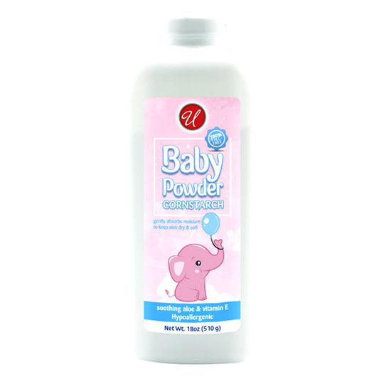 U' Baby Powder 18oz Pure Comstarch -Soothing AloE & Vitamin E 18/cs