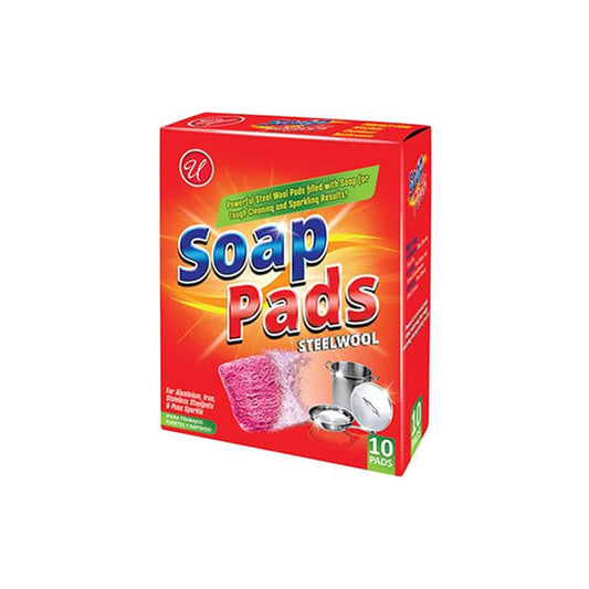 "U" 10ct Steel Wool Soap Pads-Pink (24/cs)