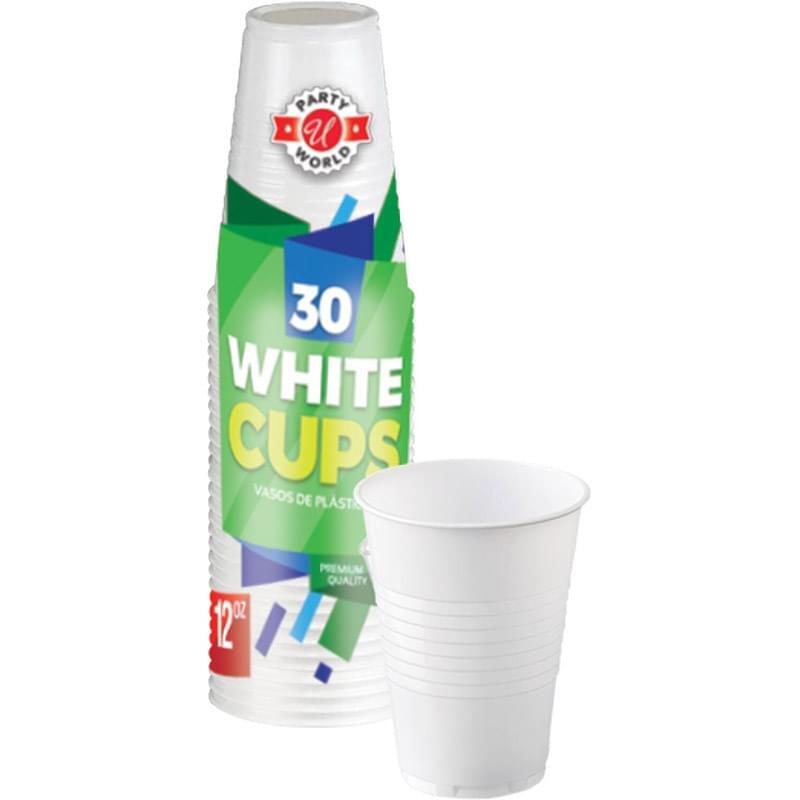 U' 12oz Plastic Cup 30ct-White 36/cs