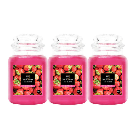 Wick Wax Candles 18oz - Strawberry (Pink) 6/cs