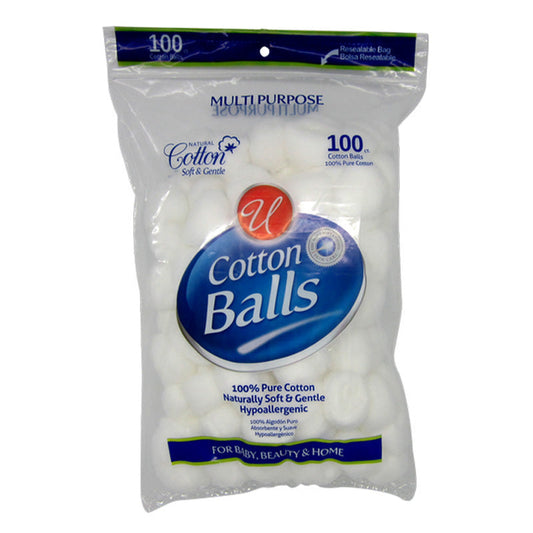 U"" Cotton Ball Redondos 100ct (48/cs) 100ct