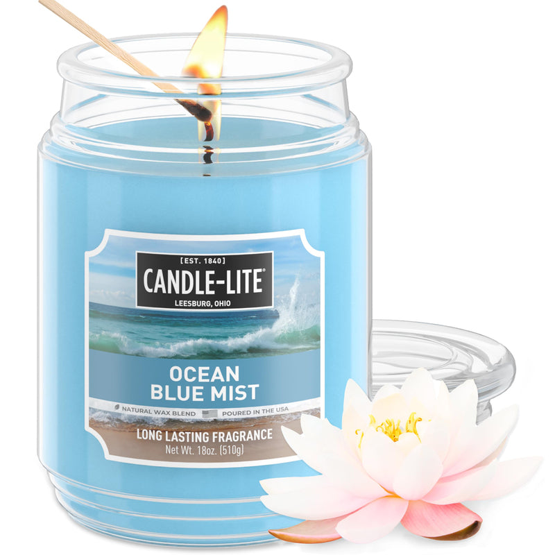 Wick Wax Candles 18oz - Fresh Linen (Light Blue) 6/cs