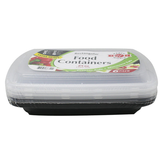 U 6ct Food Containers W/Lid 24oz Rectangular 24/cs