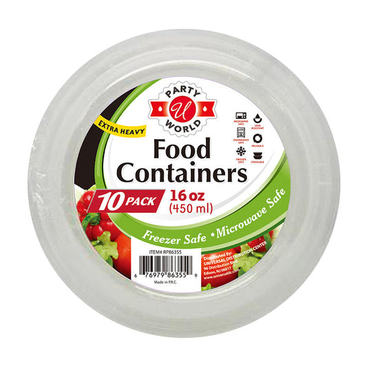 U 10ct Food Containers W/Lid 16oz Round 24/cs