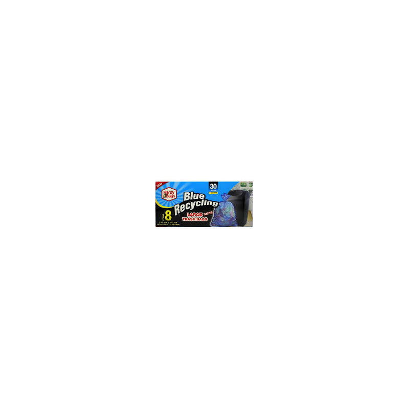 HARDY BAGS Garbage Bag 30Gal Blue Recycling 8ct; 24/cs