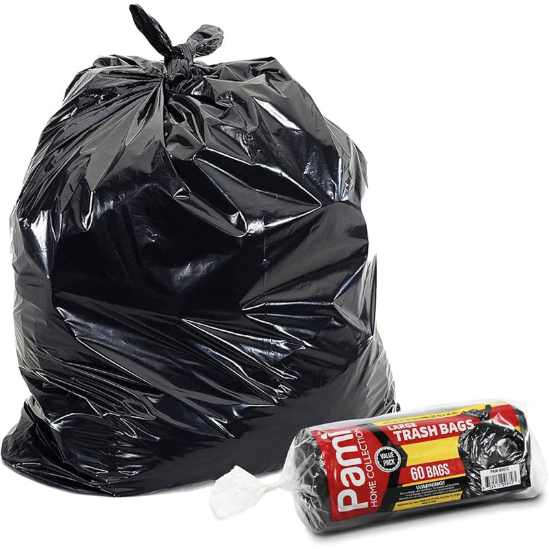 33gal Black Large Trash Bag Roll 60ct; 12/cs