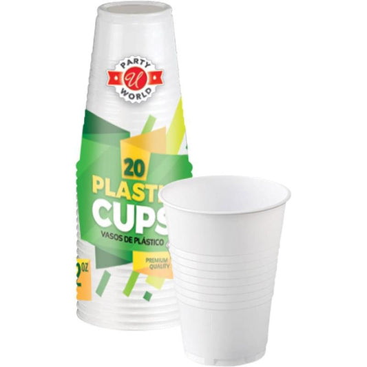 U' 12oz Plastic Cup 20ct-White 48/cs