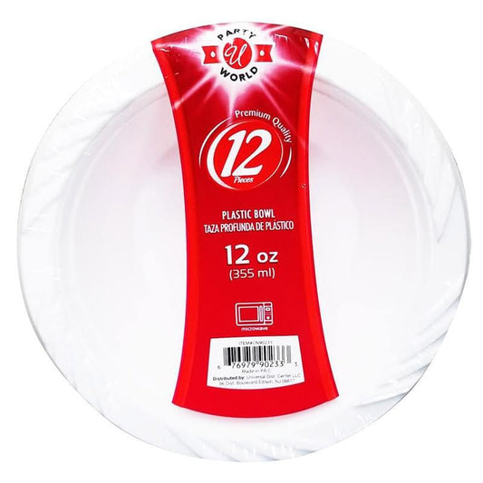 U 12oz Microwave Deep PLASTIC Bowl 12ct-White 36/cs