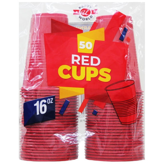 U' 16oz Plastic Cup 50ct - Red 12/cs