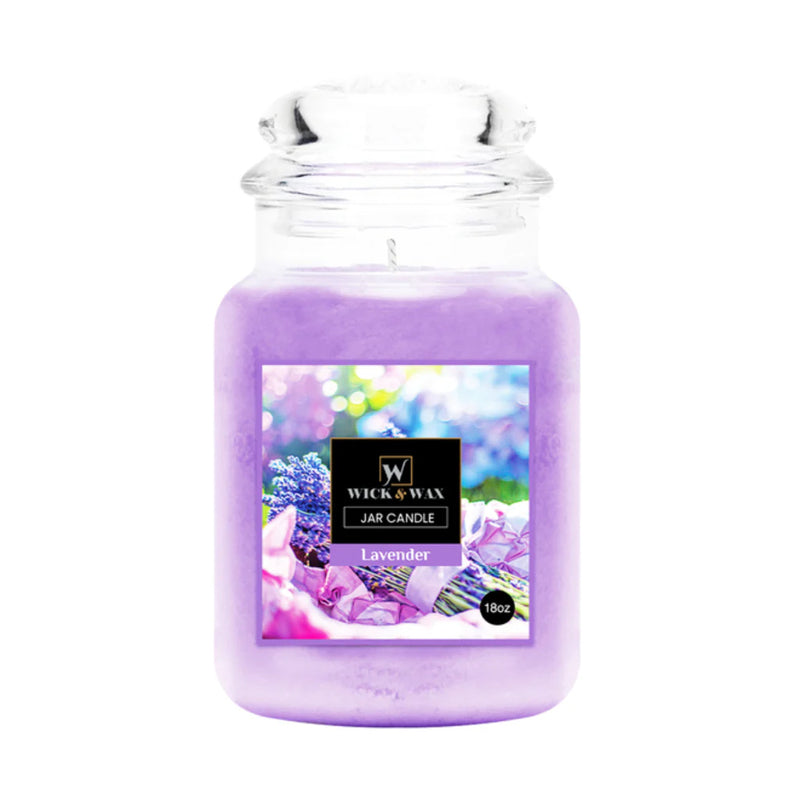 Wick Wax Candles 18oz - Lavender (Purple) 6/cs