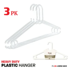 Reva Plastic Hanger 3ct-White 24/cs