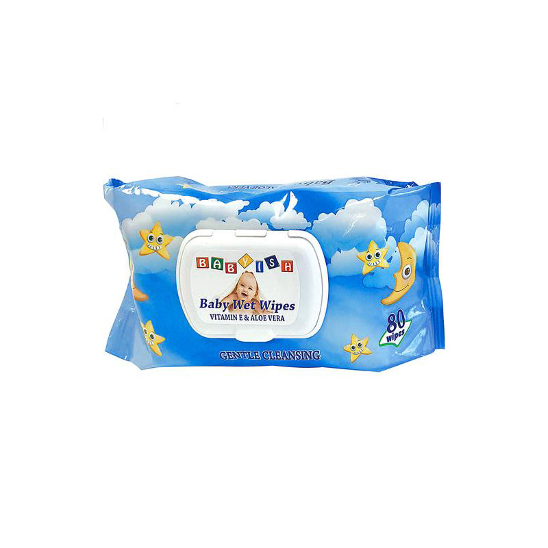 Babyish Baby Wipes 80ct Blue /FLIP TOP 24/cs