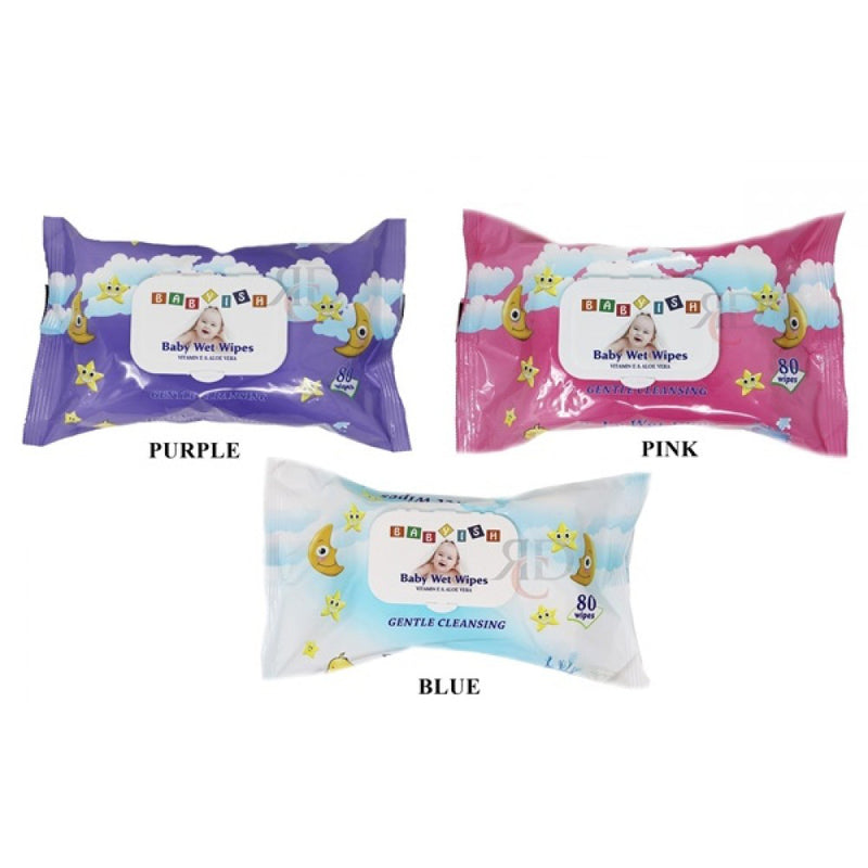 Babyish Baby Wipes 80ct Pink/POP 24/cs