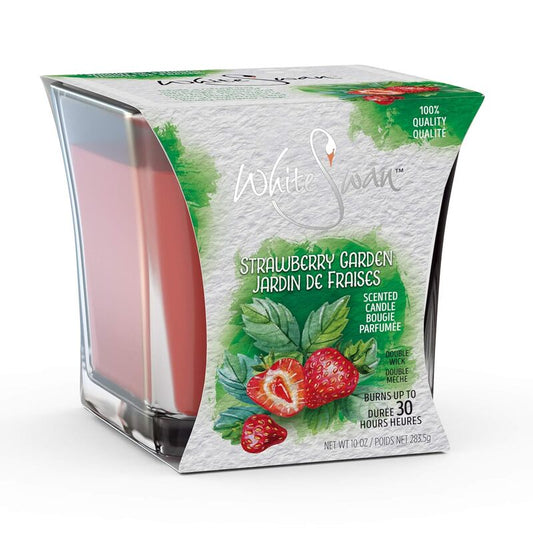 White Swan Scented Candle 10oz-Strawberry Garden 6/cs