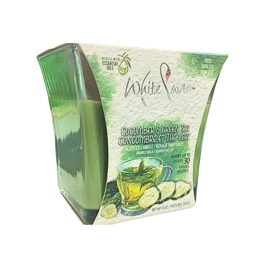 White Swan Scented Candle 10oz-Cucumber & Green Tea 6/cs