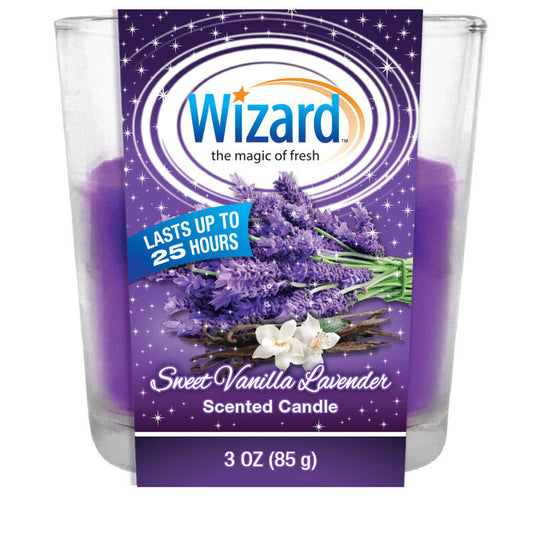 Wizard Scented Candle 3oz-Sweet Vanilla Lavender 12/cs