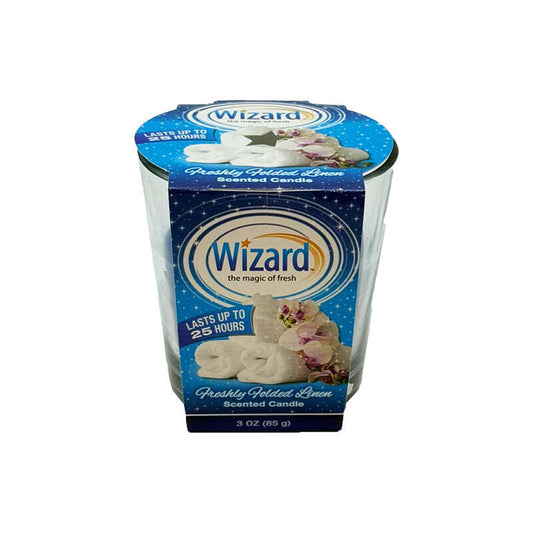 Wizard Scented Candle 3oz-Freshly Folded Linen 12/cs