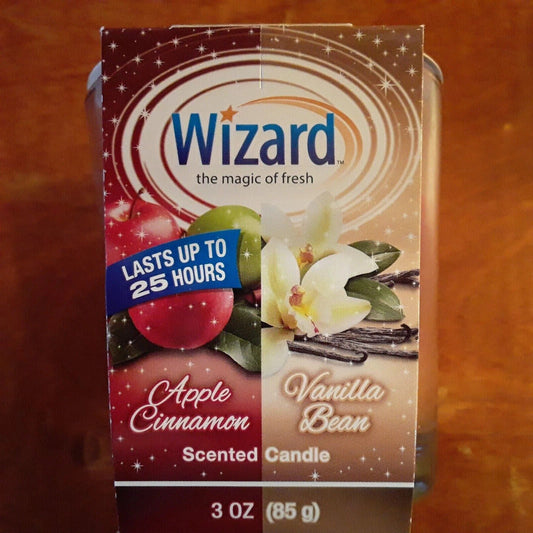 Wizard 2 in 1 Scented Candle 3oz-Vanilla&Apple 12/cs