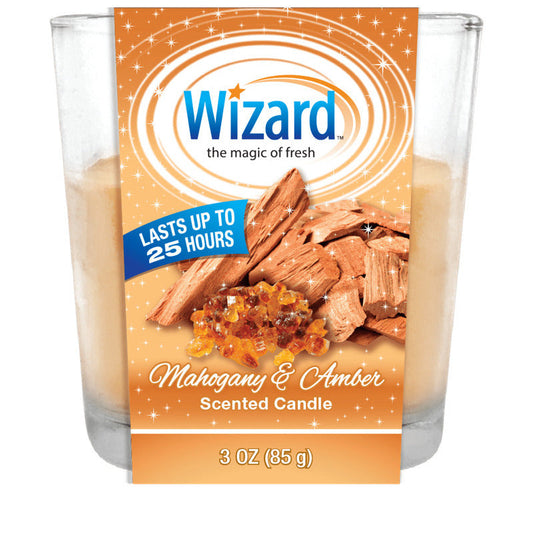 Wizard Scented Candle 3oz-Mahogany & Amber 12/cs