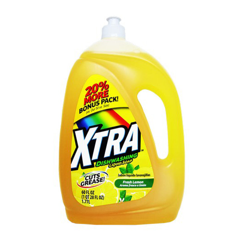 Xtra Dish Liquid 60oz-Yellow Lemon 6/cs
