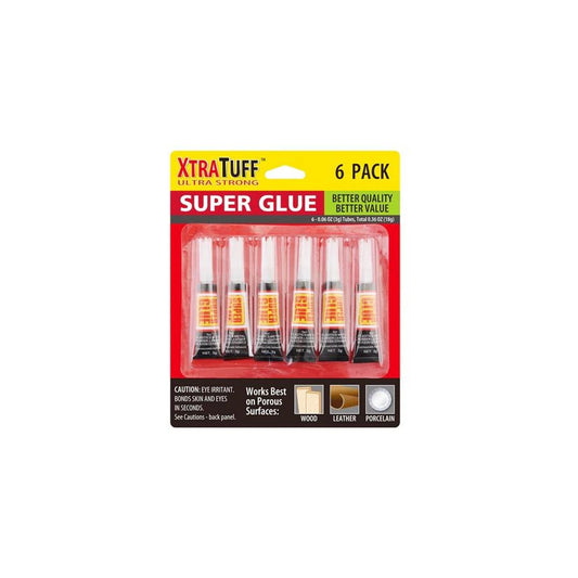 Xtra Tuff Super Glue 6pk Single Use (12/cs)