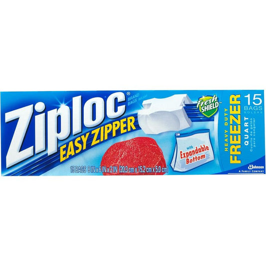 Ziploc Freezer Slider Bag 15ct-Quart 12/cs