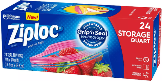 Ziploc Storage Bag 24ct-Quart 12/cs